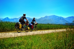 Bicycle travel on the Drau Radweg in Austria