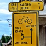 Bike route sign in Czech Republic; Tabor; bike touring; Vienna-Prague Greenways