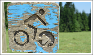 Bike route sign in Koroska Slovenia; Two Wheel Travel