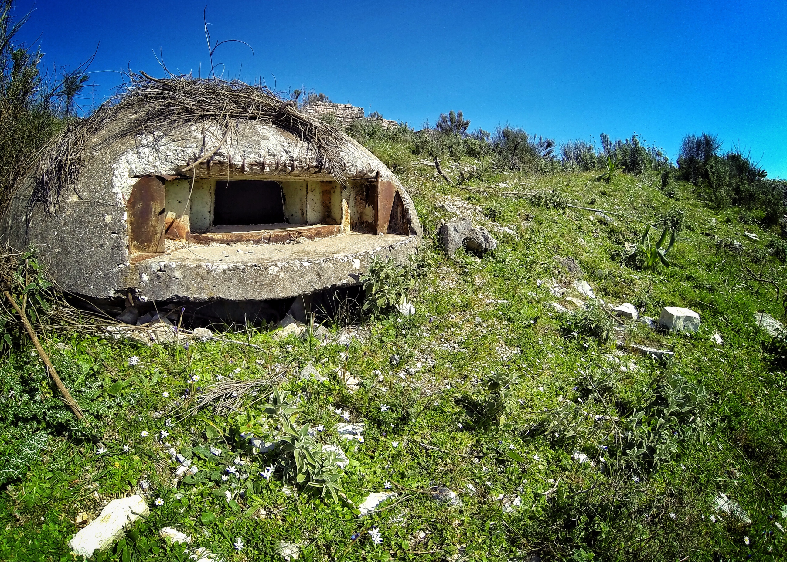 Bicycle touring Albania you will see gun bunkers at every turn